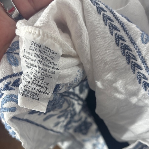 Johnny was womens large lei lei 100% linen mini dress tunic embroidered - Picture 7 of 7